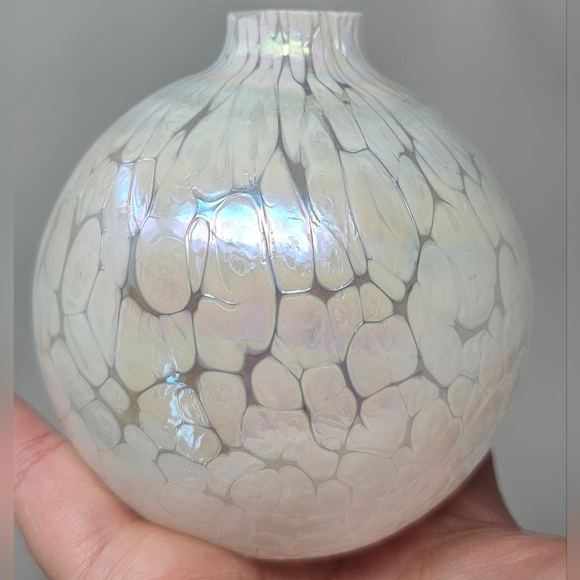 Vintage Traditions Hand Blown Glass Oil Lamp Clear White Pearl Iridescent NIB - Picture 8 of 16